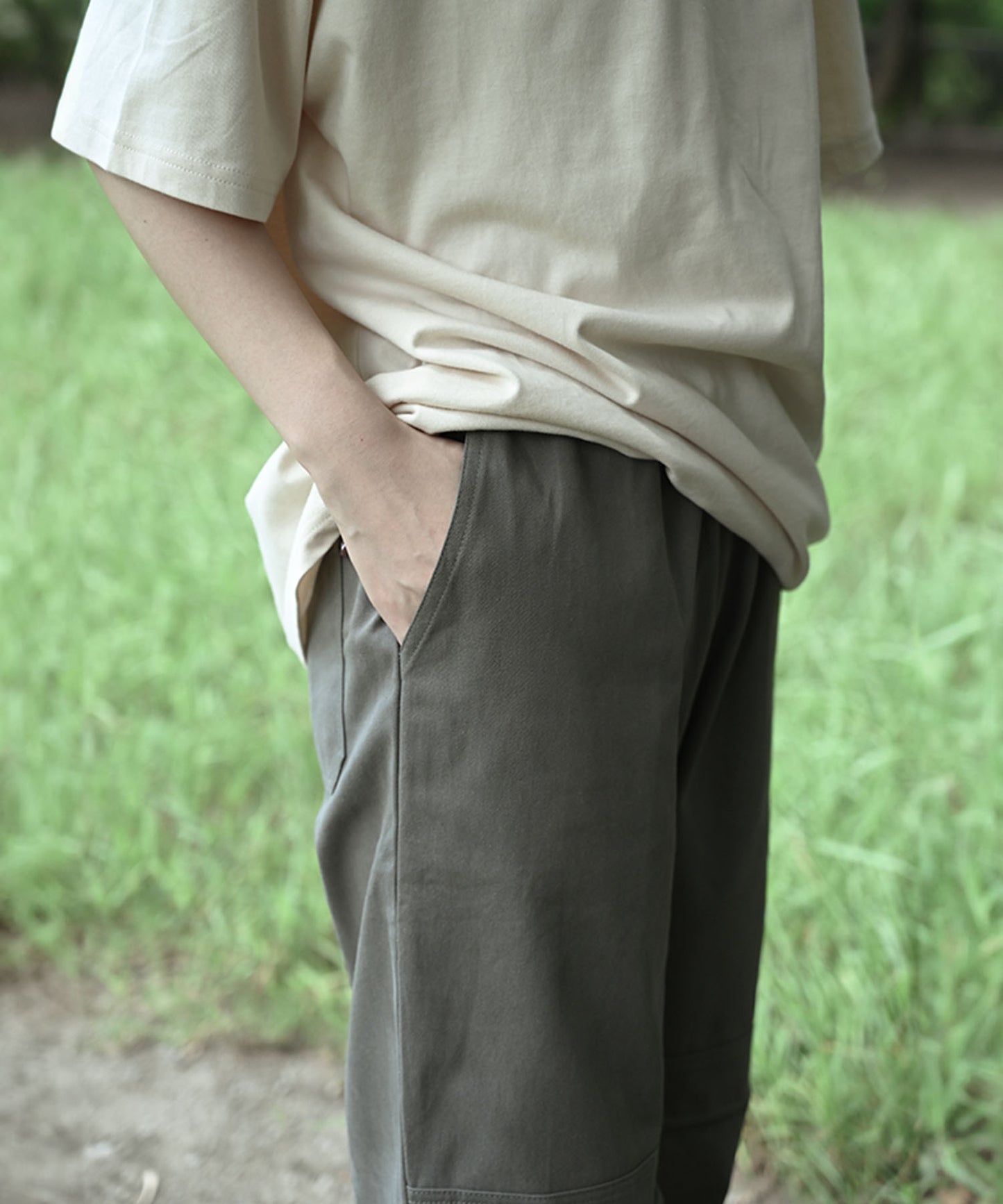 New!! Knee tuck cotton pants