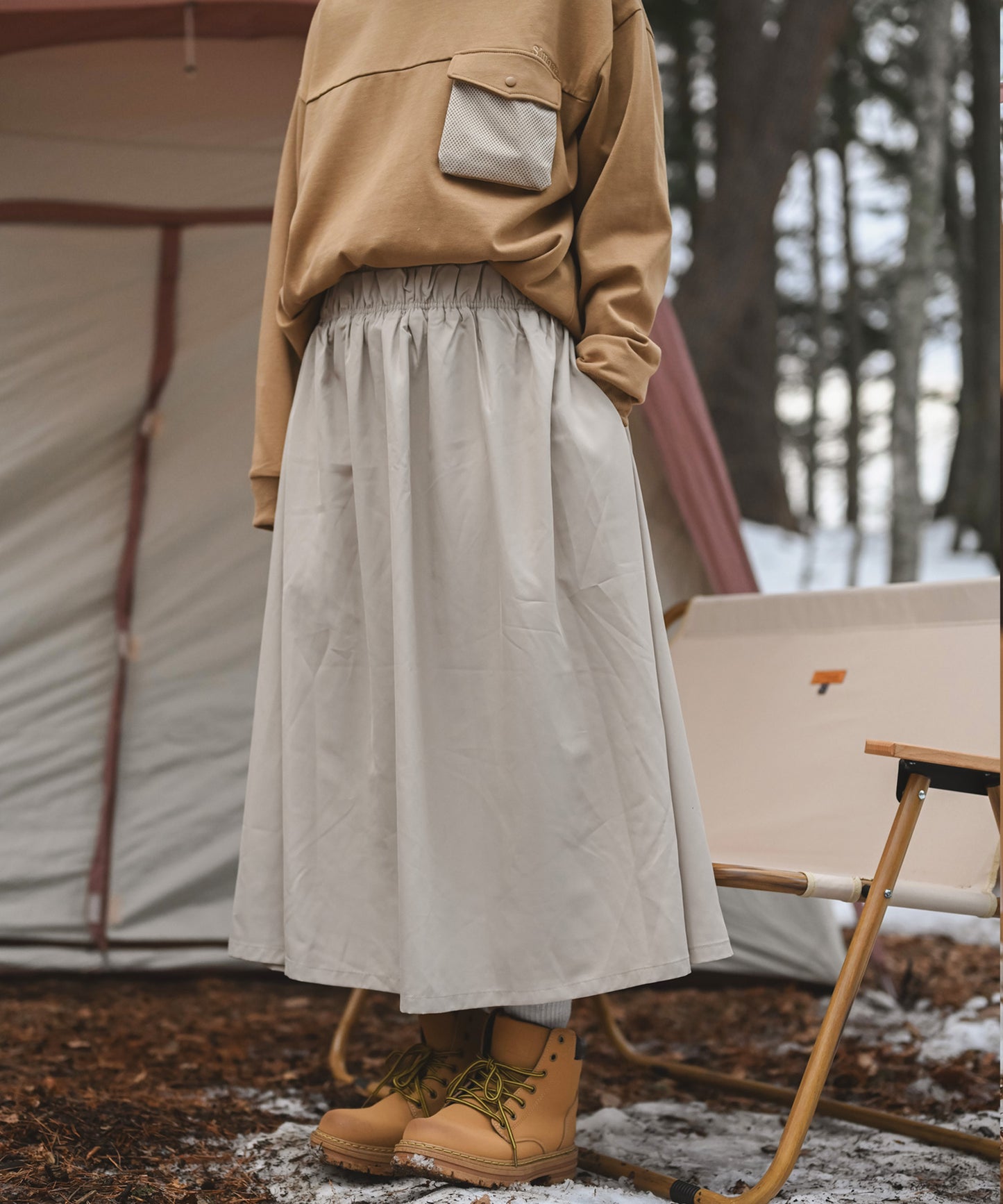 New!! Water-repellent flare skirt