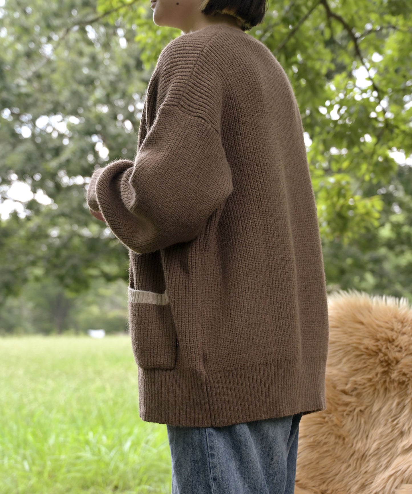 New!! Bicolor knit cardigan