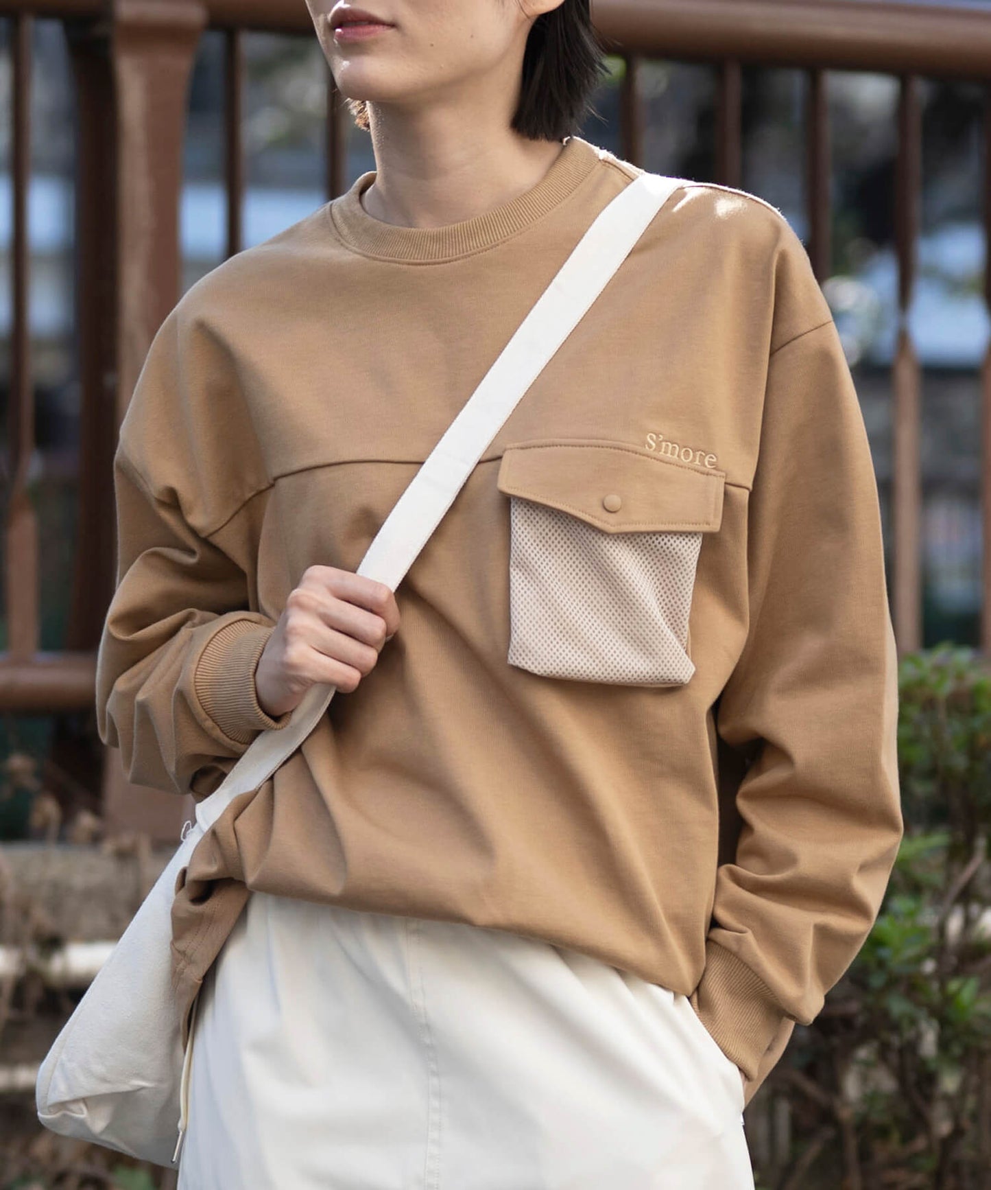 2WAY pocket l/s big t shirts 2WAY長袖Tシャツ