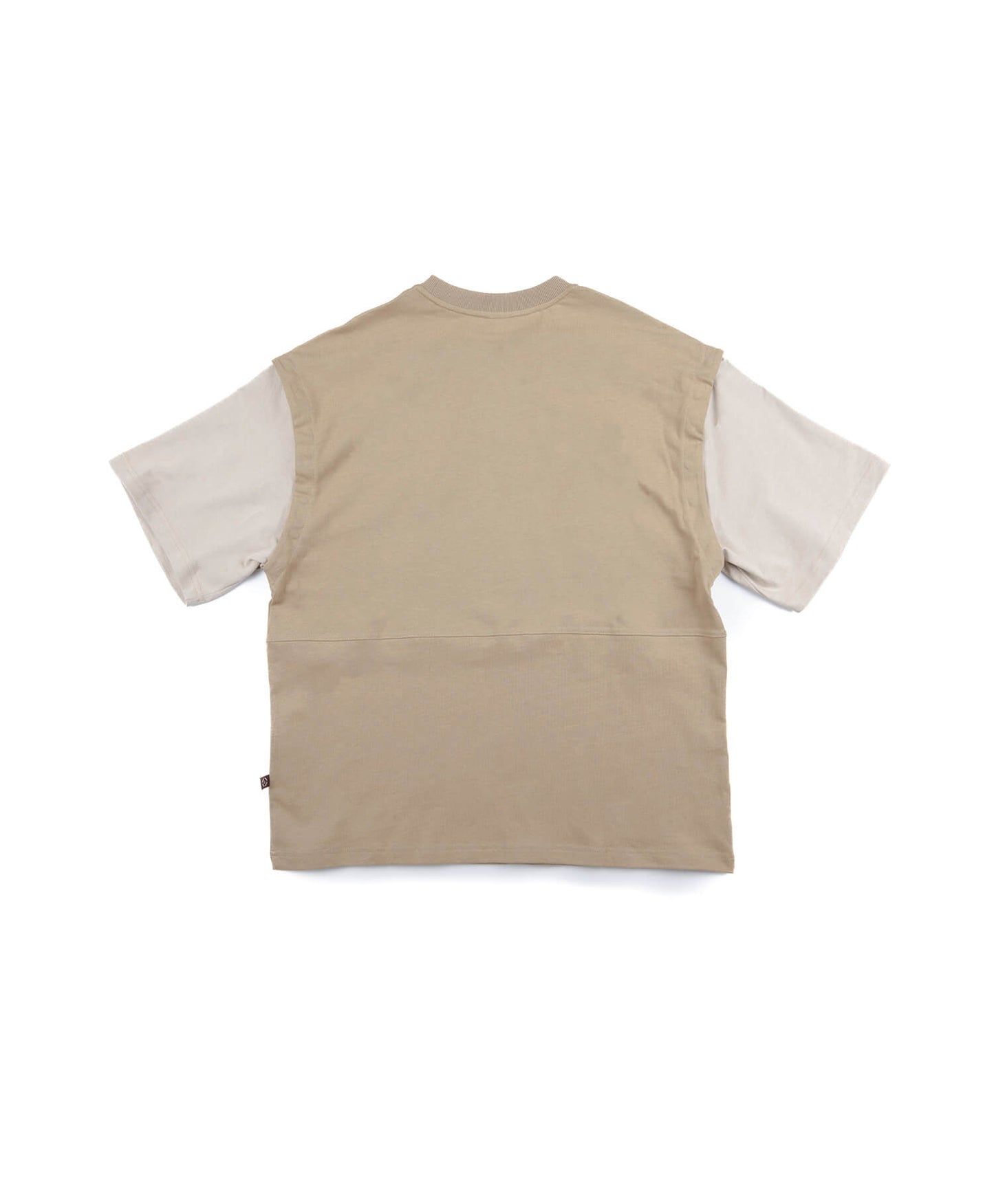 2WAY REMOVABLE SLEEVE COTTON CREW NECK BIG S/S T-SHIRT