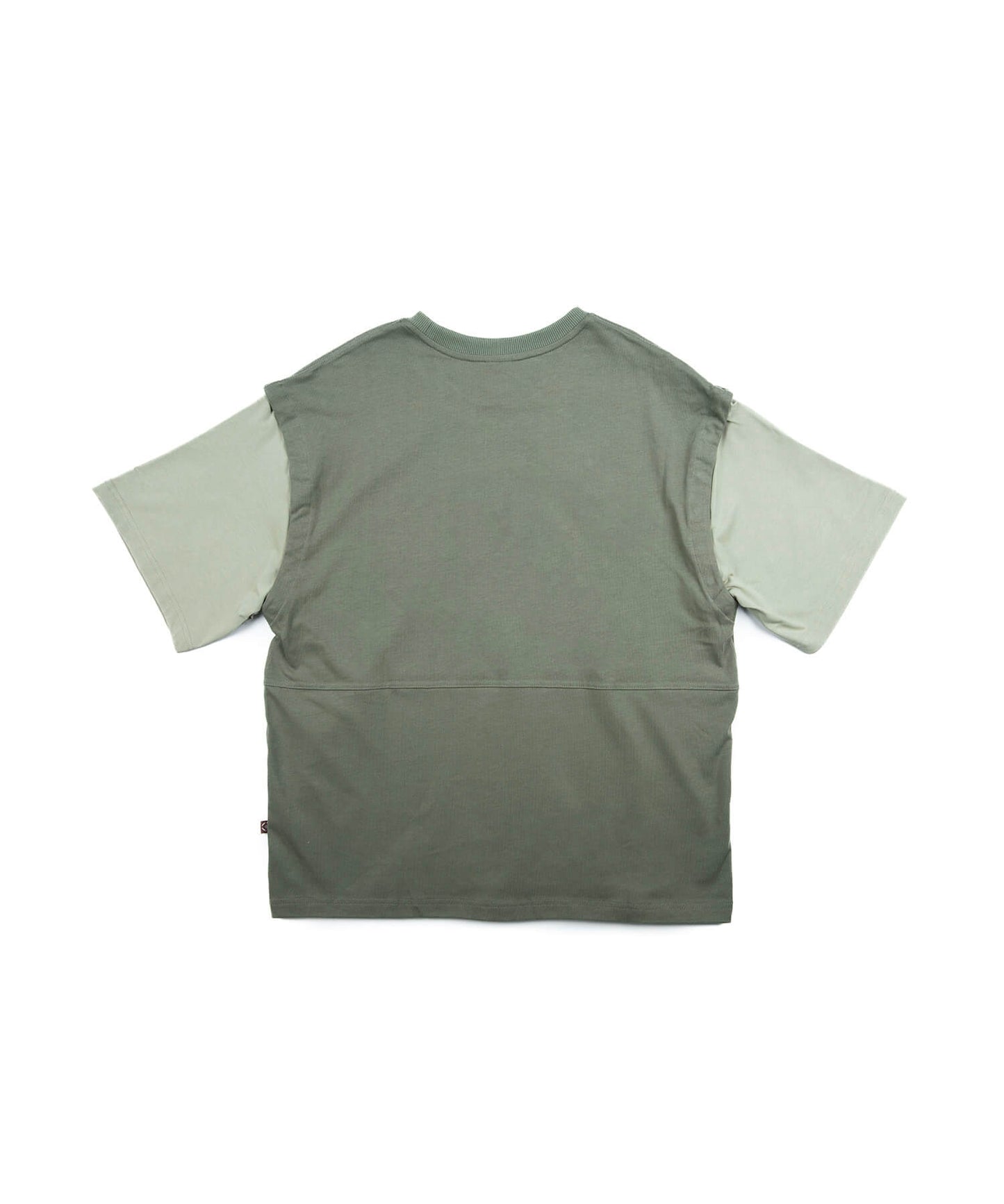 2WAY REMOVABLE SLEEVE COTTON CREW NECK BIG S/S T-SHIRT
