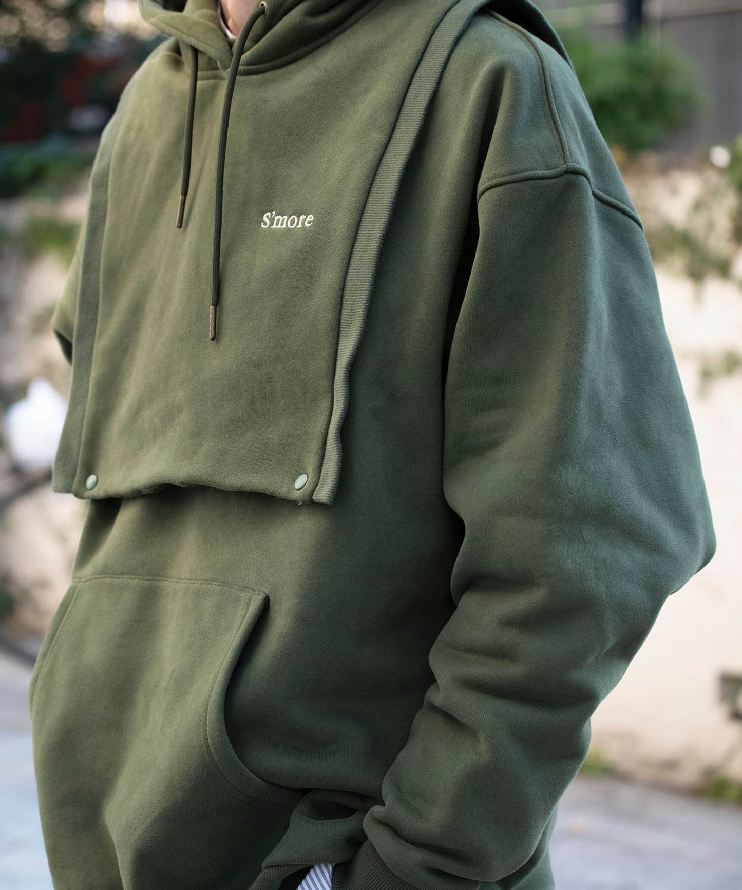 2WAY removable vest sweat parka 裏起毛2WAYパーカー
