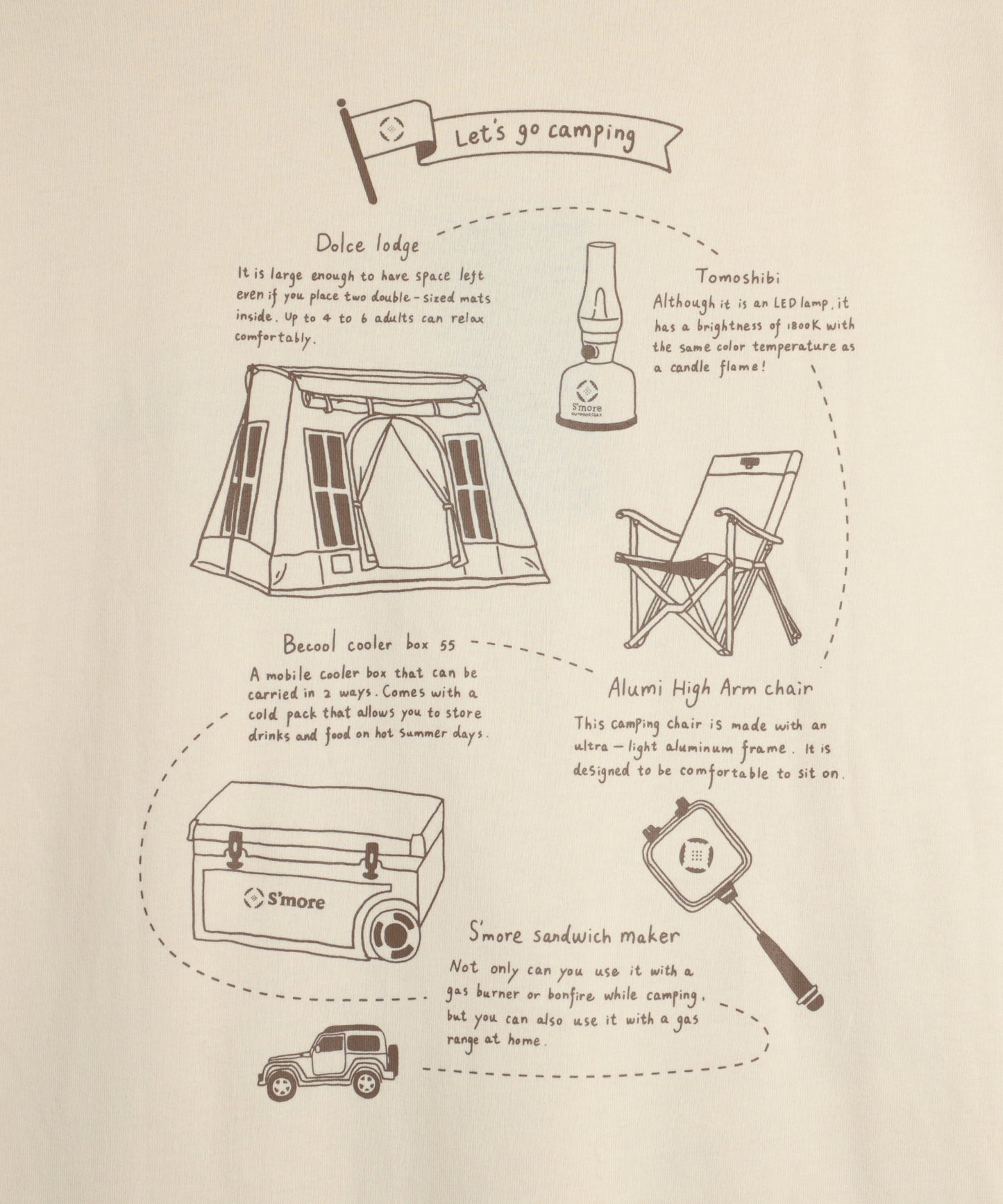 COTTON T SHIRTS - S'more gear illustration