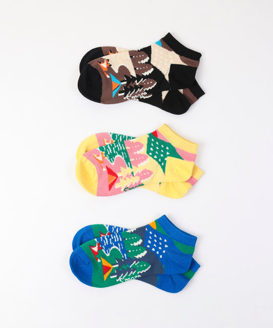Forest Animal Pack Socks 3P(Pattern B) フォレストアニマルパックソックス 3足セット(柄 B)