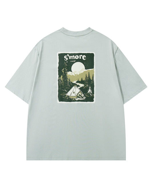 S'more Solo Camping Bear S/S pt.Tee ソロキャンプの熊プリント半袖Tシャツ