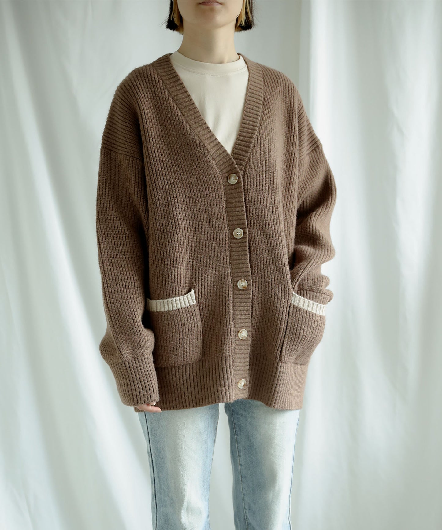 New!! Bicolor knit cardigan