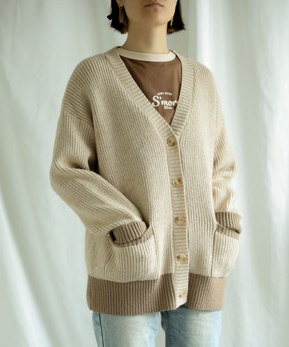 New!! Bicolor knit cardigan