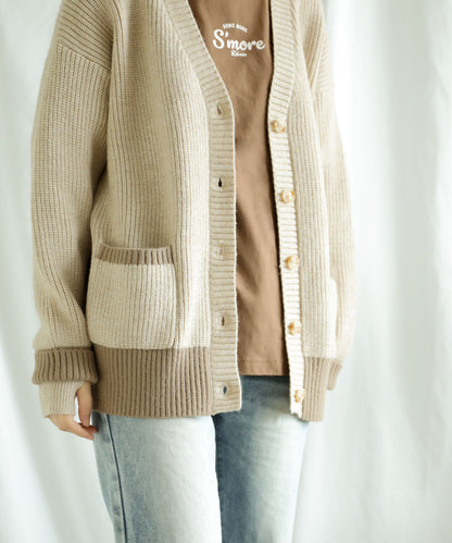 New!! Bicolor knit cardigan