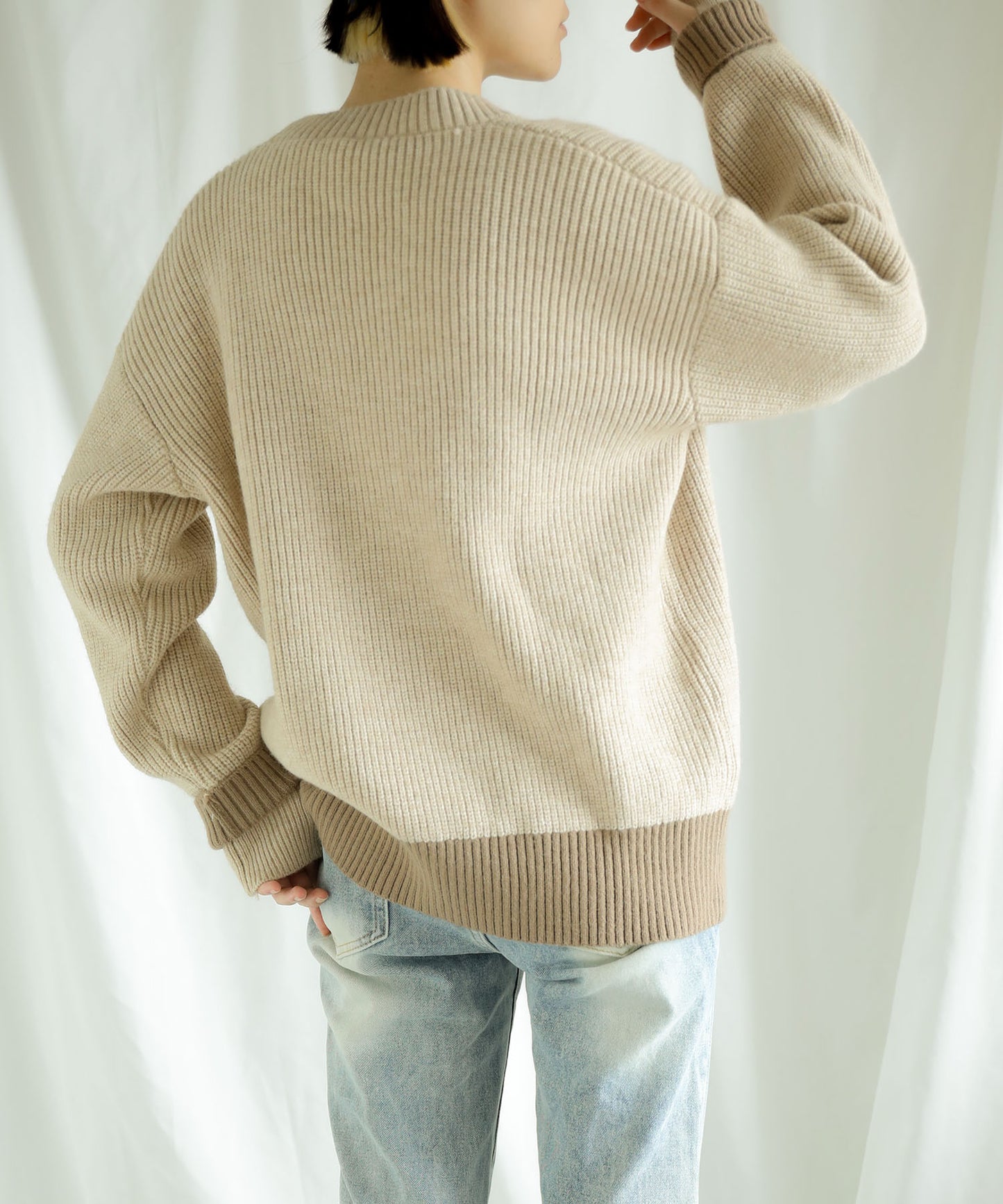 New!! Bicolor knit cardigan