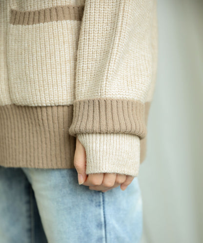 New!! Bicolor knit cardigan
