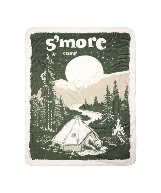 スモア イラストレーションブランケット (ザベアーズソロキャンピング)【S'more illustration blanket（The Bear's Solo Camping）】