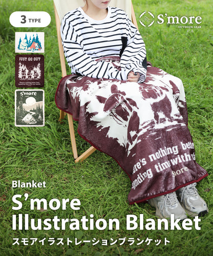 スモア イラストレーションブランケット (ザラビットファミリーゴーズハイキング)【S'more illustration blanket（The Rabbit Family Goes Hiking）】
