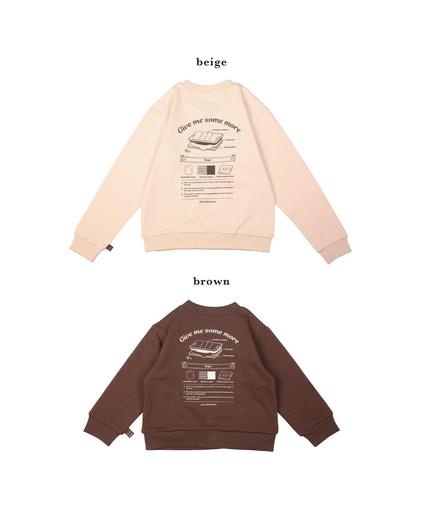 S'more COTTON CREW NECK BIG -SWEAT -- S'more recipe（キッズ）コットンクルーネックビッグスウェット-スモアレシピ(キッズ)