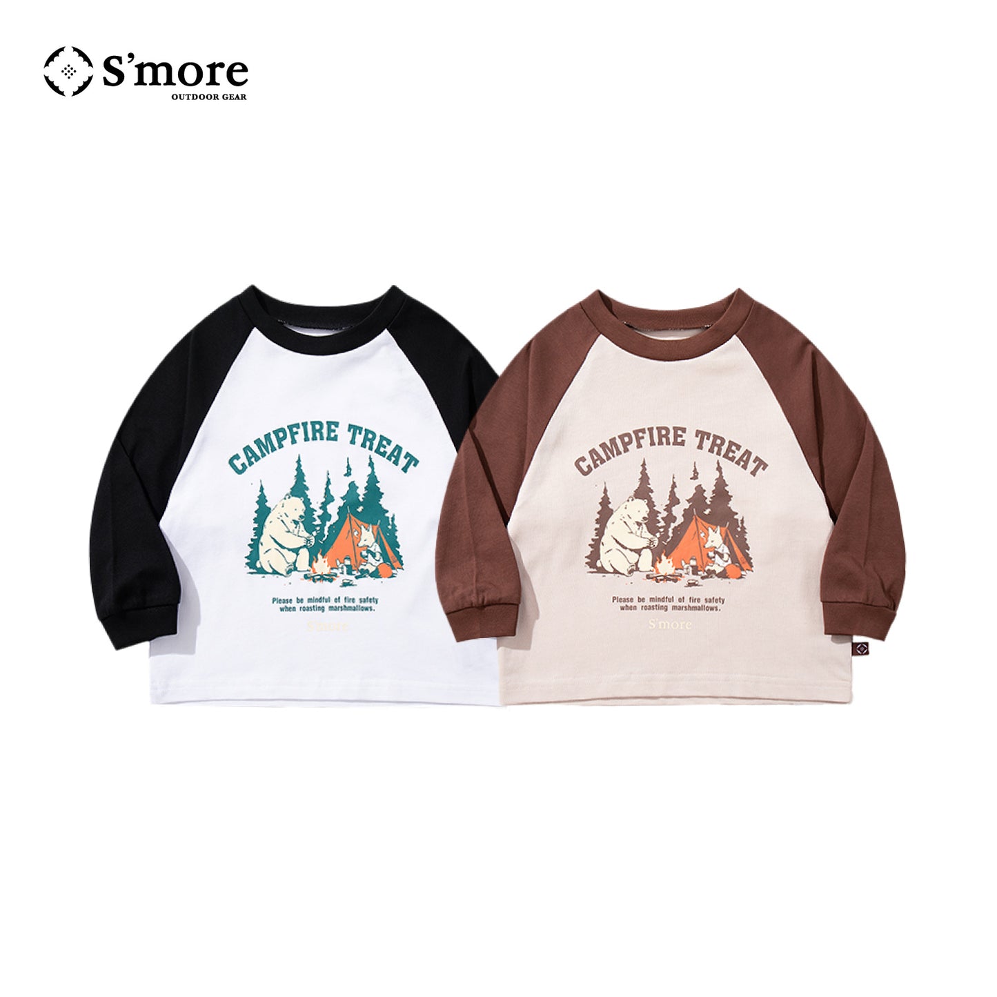 S'more　Campfire Treat Raglan KIDS Tee キャンプファイヤートリートラグランロングスリーブTシャツ