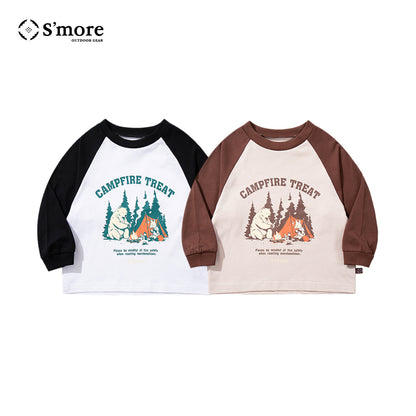 S'more　Campfire Treat Raglan KIDS Tee キャンプファイヤートリートラグランロングスリーブTシャツ