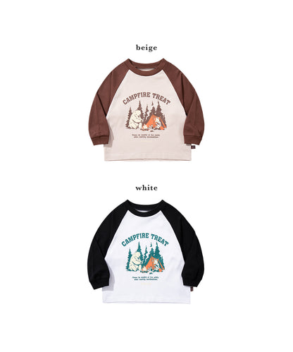S'more　Campfire Treat Raglan KIDS Tee キャンプファイヤートリートラグランロングスリーブTシャツ