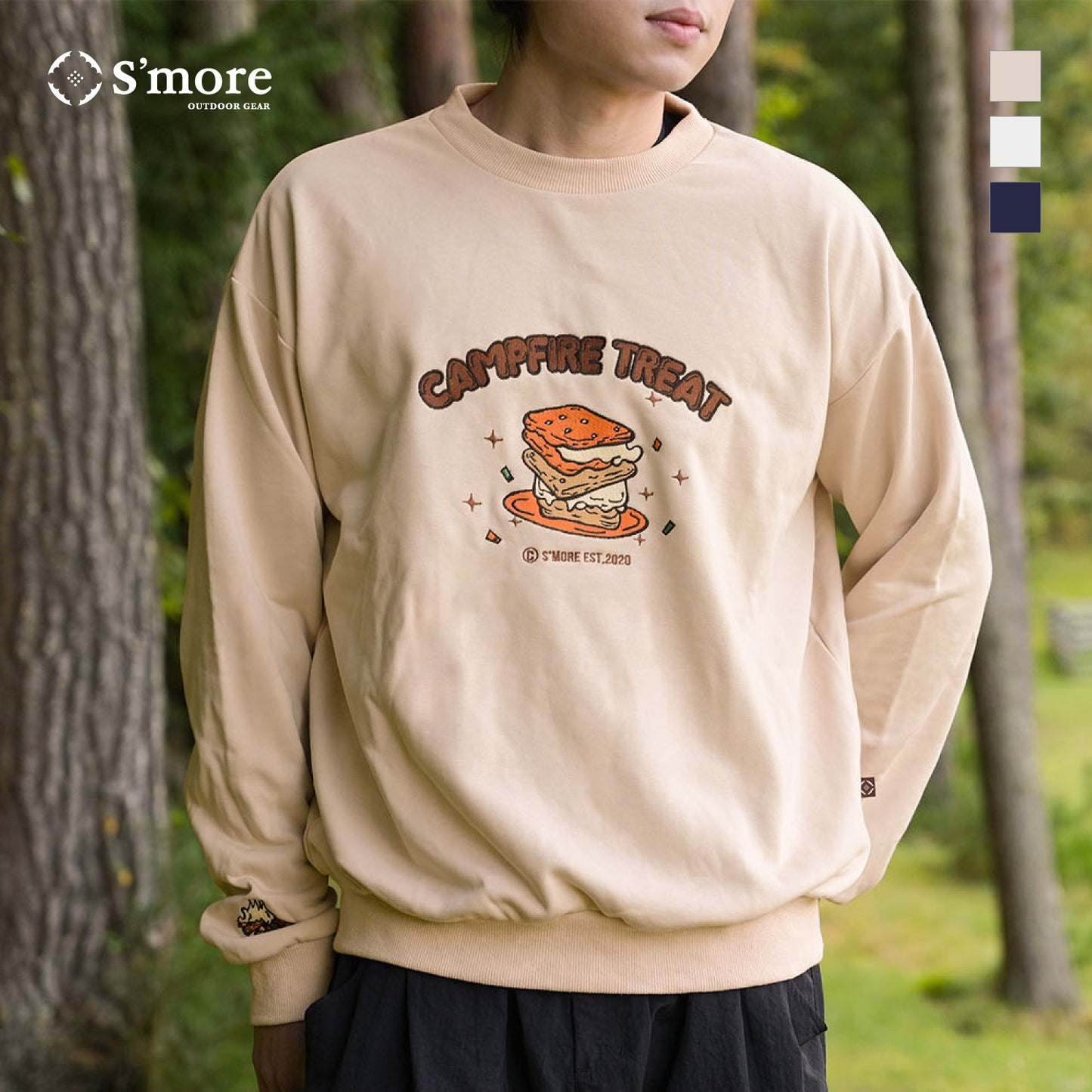S'more  Campfire Treat Embroidery Sweat キャンプファイヤートリート刺繍スウェット