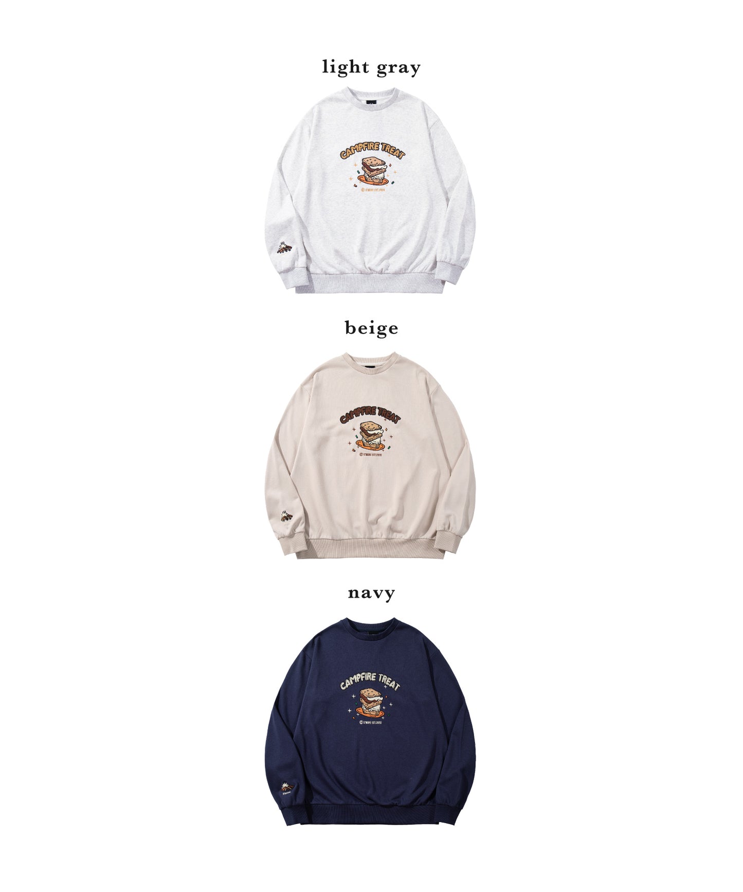 S'more  Campfire Treat Embroidery Sweat キャンプファイヤートリート刺繍スウェット