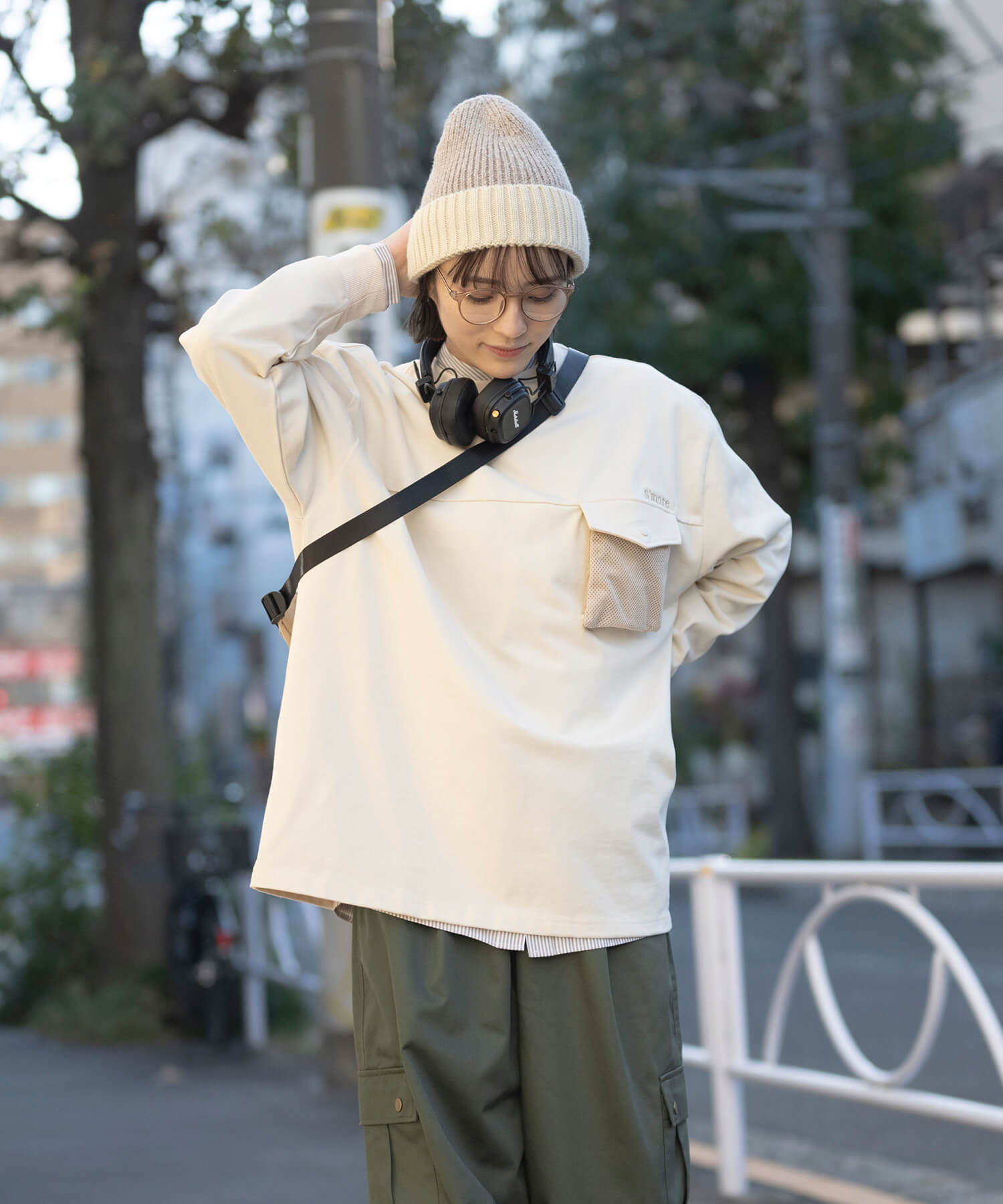 【春応援第二弾 30％OFF　開催期間:3/1～4/3】2WAY pocket l/s big t shirts 2WAY長袖Tシャツ