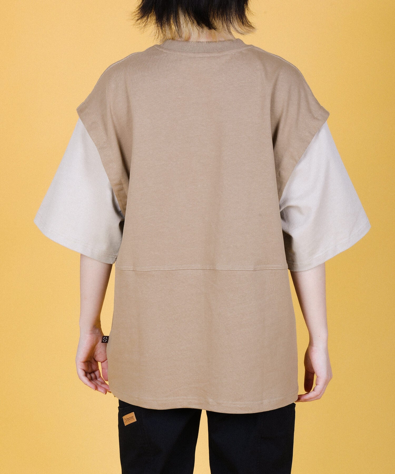 【春応援第二弾 30％OFF　開催期間:3/1～4/3】2WAY REMOVABLE SLEEVE COTTON CREW NECK BIG S/S T-SHIRT