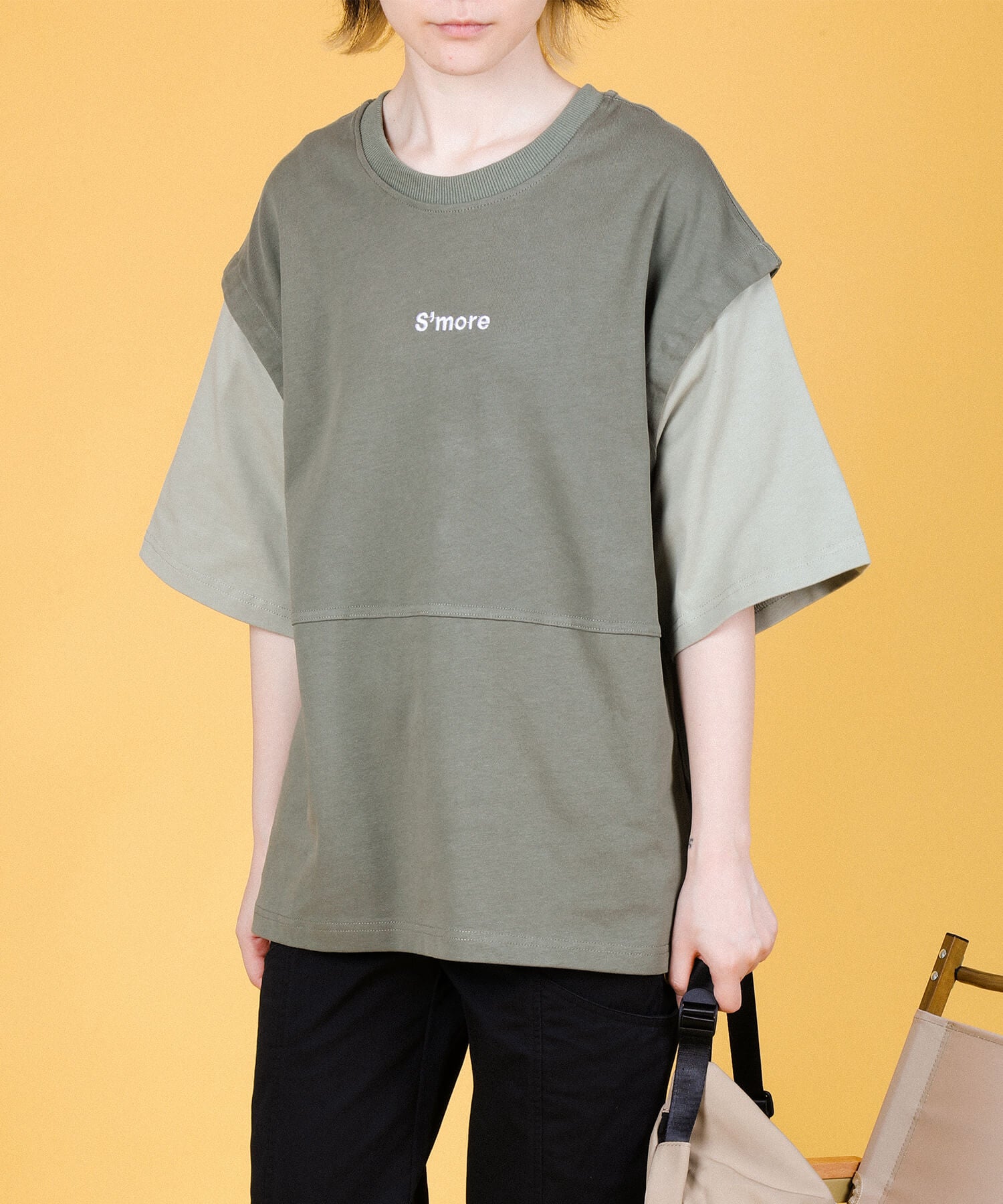 【春応援第二弾 30％OFF　開催期間:3/1～4/3】2WAY REMOVABLE SLEEVE COTTON CREW NECK BIG S/S T-SHIRT