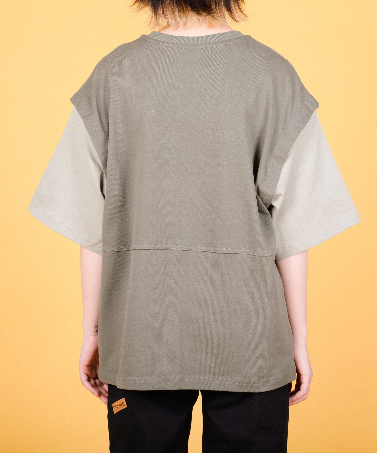 【春応援第二弾 30％OFF　開催期間:3/1～4/3】2WAY REMOVABLE SLEEVE COTTON CREW NECK BIG S/S T-SHIRT