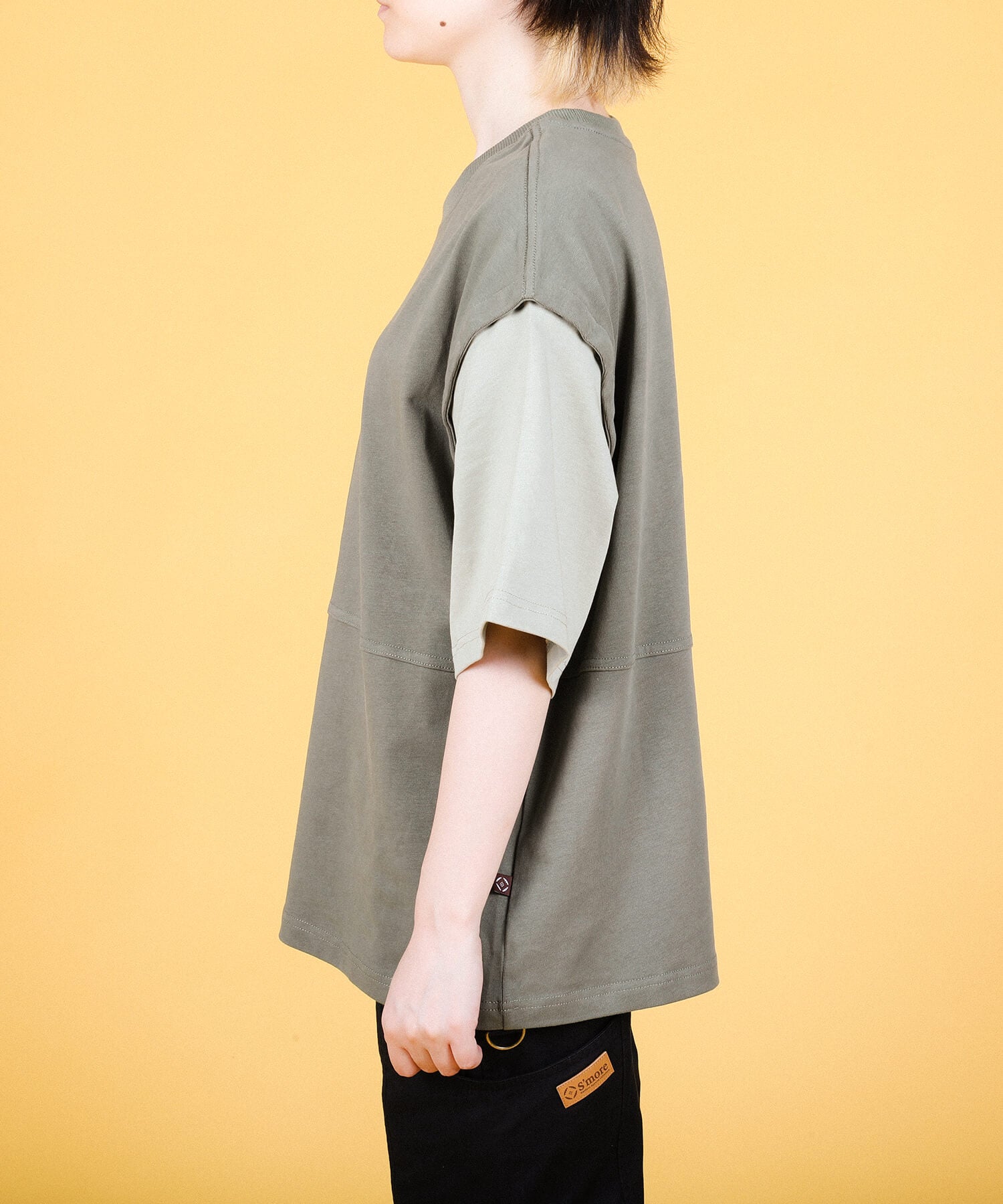 【春応援第二弾 30％OFF　開催期間:3/1～4/3】2WAY REMOVABLE SLEEVE COTTON CREW NECK BIG S/S T-SHIRT