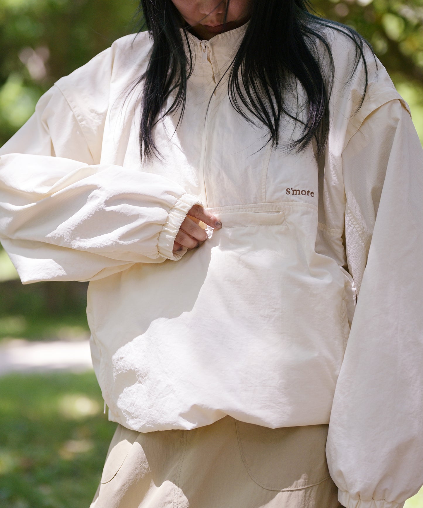 【2025/8/8金9時半発売】S'more 2Way nylon half zip jacket 2ウェイナイロンハーフジップジャケット