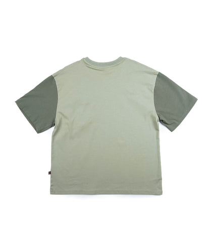 2WAY REMOVABLE POCKET COTTON CREW NECK BIG S/S T-SHIRT