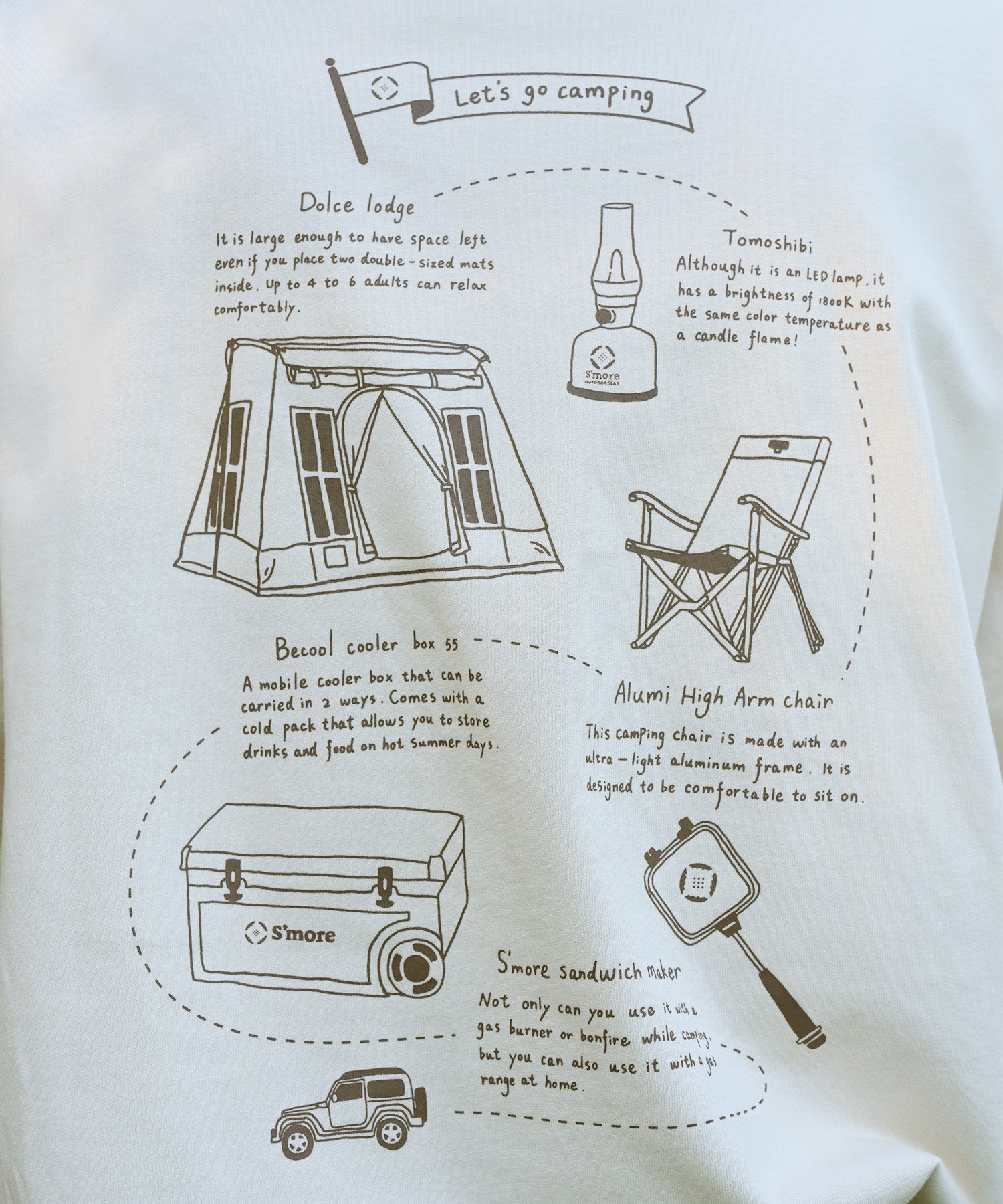 【outdoorsale10％OFF 8.1-8.31絶賛開催】COTTON T SHIRTS - S'more gear illustration
