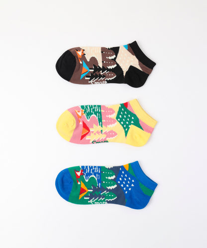 Forest Animal Pack Socks 3P（Pattern B） フォレストアニマルパックソックス 3足セット（柄 B）
