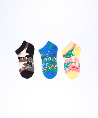 Forest Animal Pack Socks 3P Kids（Pattern B） フォレストアニマルパックソックス 3足セット キッズ（柄 B）