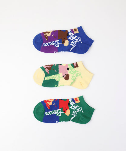 Forest Animal Pack Socks 3P（Pattern A） フォレストアニマルパックソックス 3足セット（柄 A）