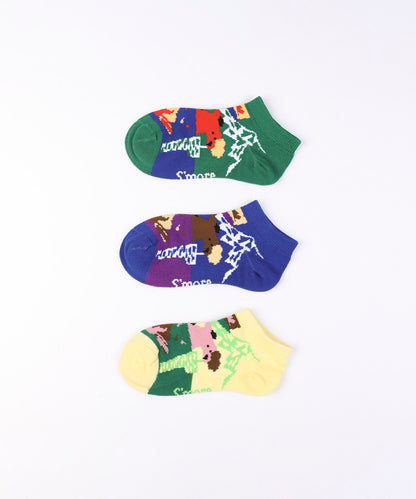 Forest Animal Pack Socks 3P Kids（Pattern A）  フォレストアニマルパックソックス 3足セット キッズ（柄 A）
