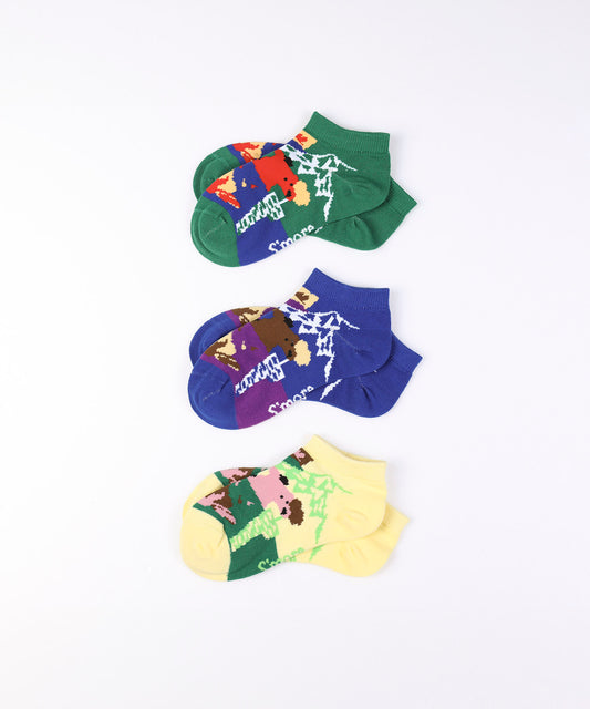 Forest Animal Pack Socks 3P Kids（Pattern A）  フォレストアニマルパックソックス 3足セット キッズ（柄 A）