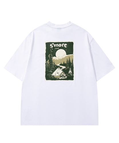 【2025/6/27 9時発売】S'more　Solo Camping Bear S/S pt.Tee ソロキャンプの熊プリント半袖Tシャツ