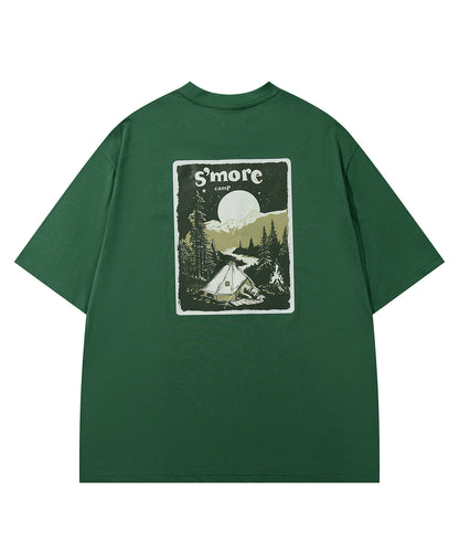 【2025/6/27 9時発売】S'more　Solo Camping Bear S/S pt.Tee ソロキャンプの熊プリント半袖Tシャツ