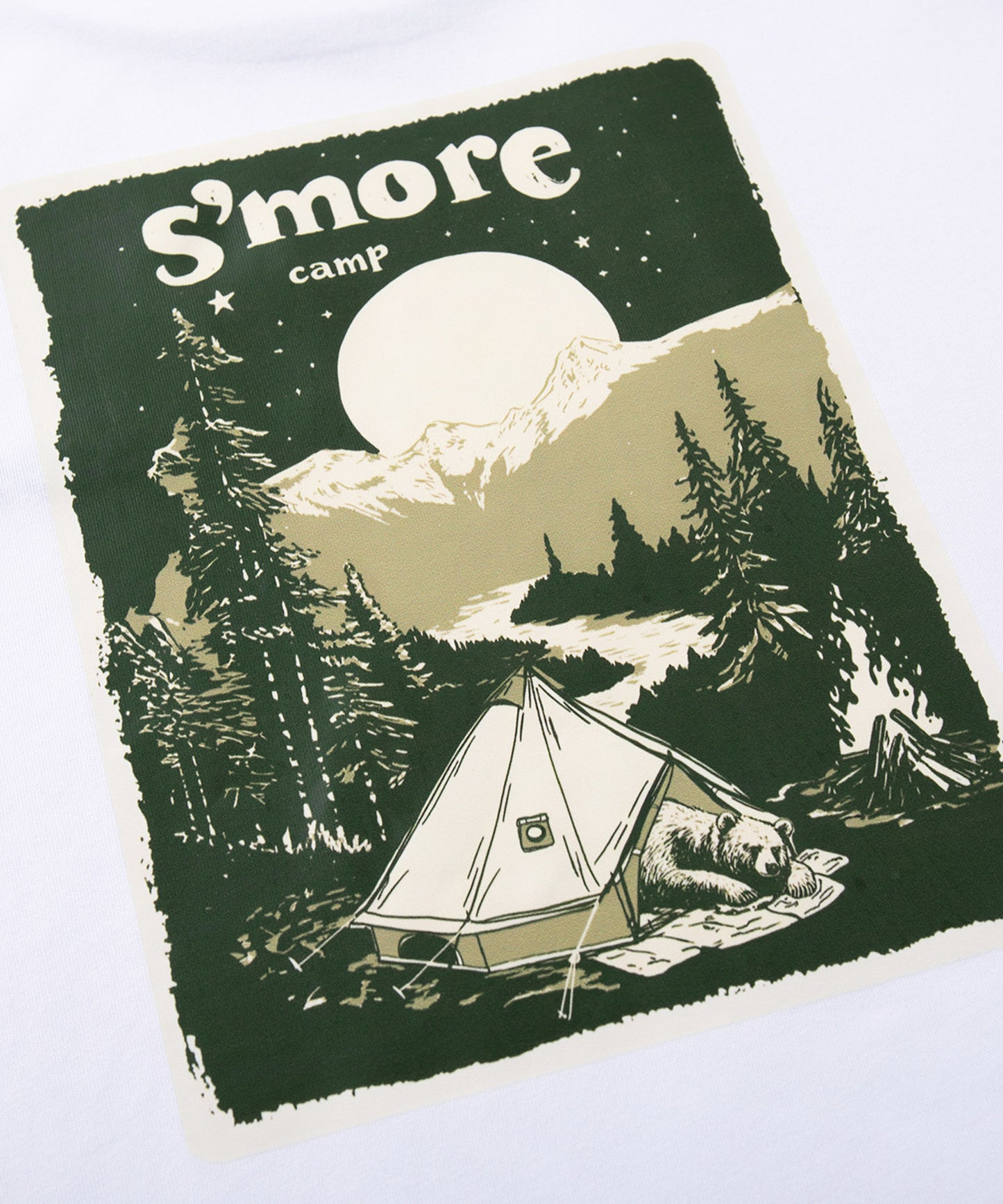 【2025/6/27 9時発売】S'more　Solo Camping Bear S/S pt.Tee ソロキャンプの熊プリント半袖Tシャツ