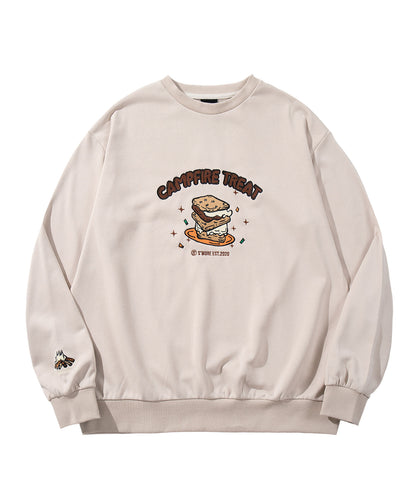 S'more  Campfire Treat Embroidery Sweat キャンプファイヤートリート刺繍スウェット