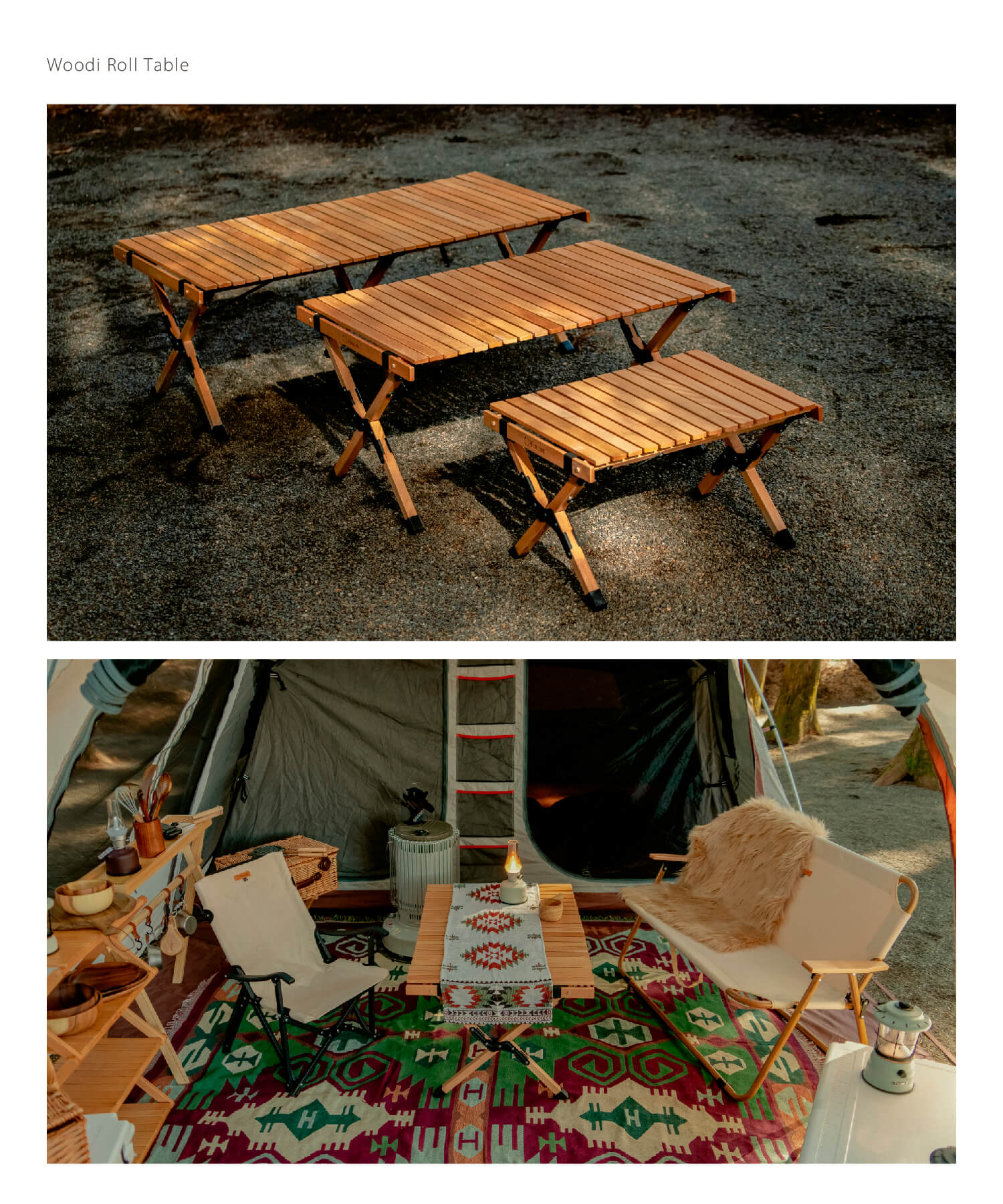 Woodi Roll Table 】ウッディロールテーブル 天板は丸める木製テーブル